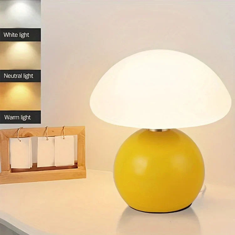 MushLume Französische Vintage-Pilzlampe LED Creme fürs Wohnzimmer