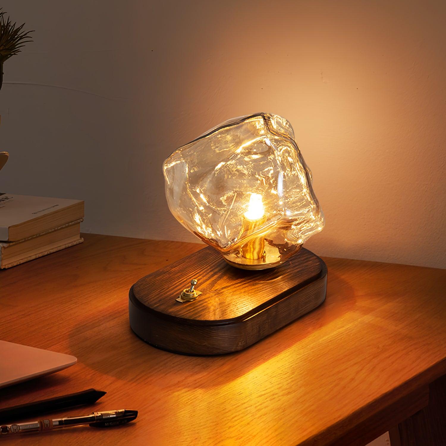 FrostGlow Vintage Glas-Tischlampe – Warmlicht Weiß fürs Wohnzimmer