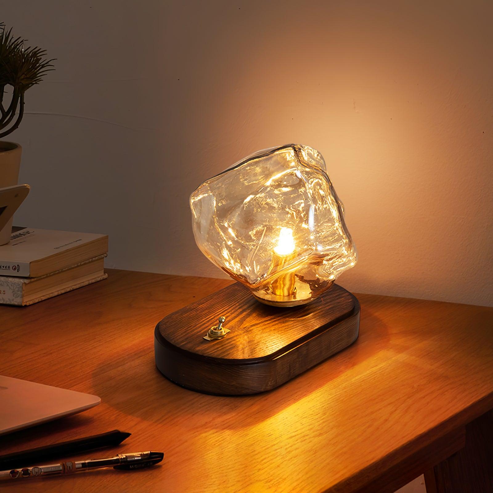 FrostGlow Vintage Glas-Tischlampe – Warmlicht Weiß fürs Wohnzimmer