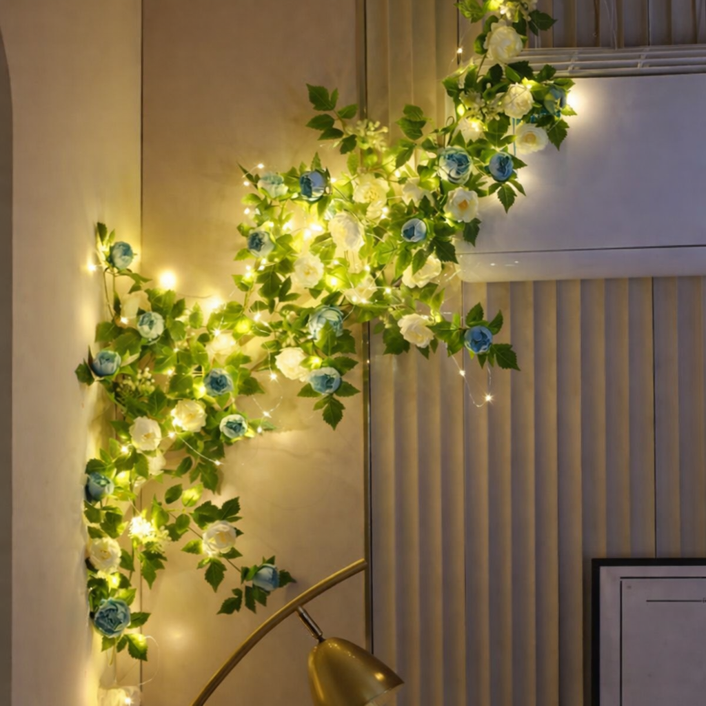 BlossomGlow LED-Leuchtgirlande in Rosa für Wanddekoration