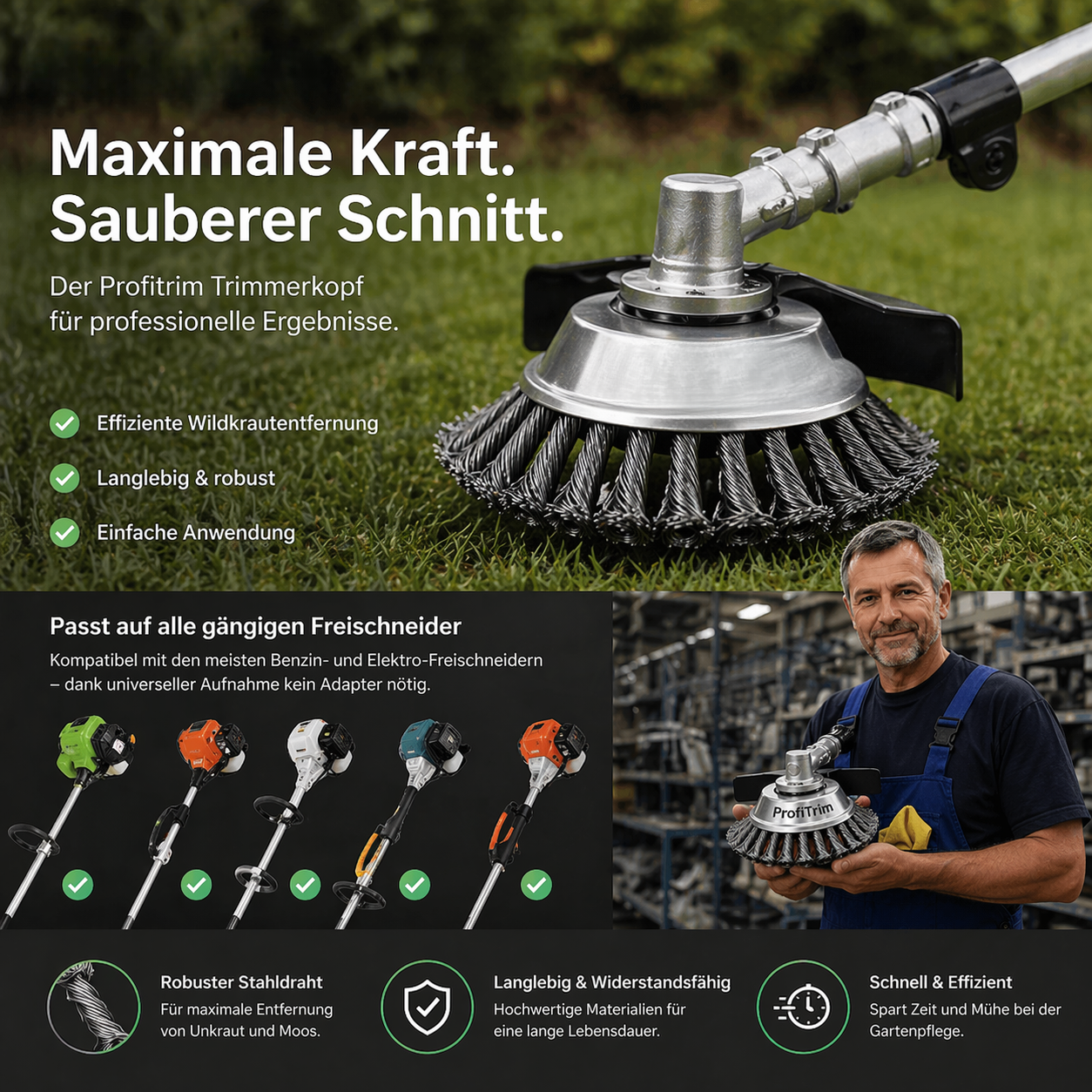 Rasentrimmeraufsatz | Für handelsübliche Trimmer