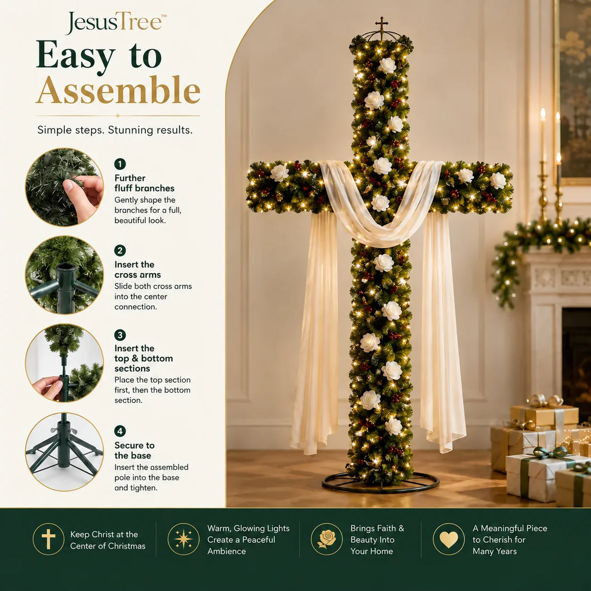 JesusTree™ Weihnachtskreuz – Elegantes Schmuckstück für Festliche Anlässe und Spirituelle Bedeutung 3