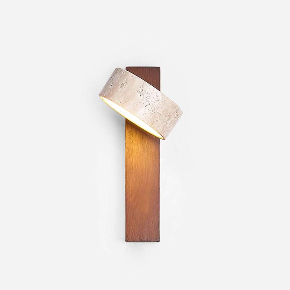 Wandleuchte aus Travertin und Holz