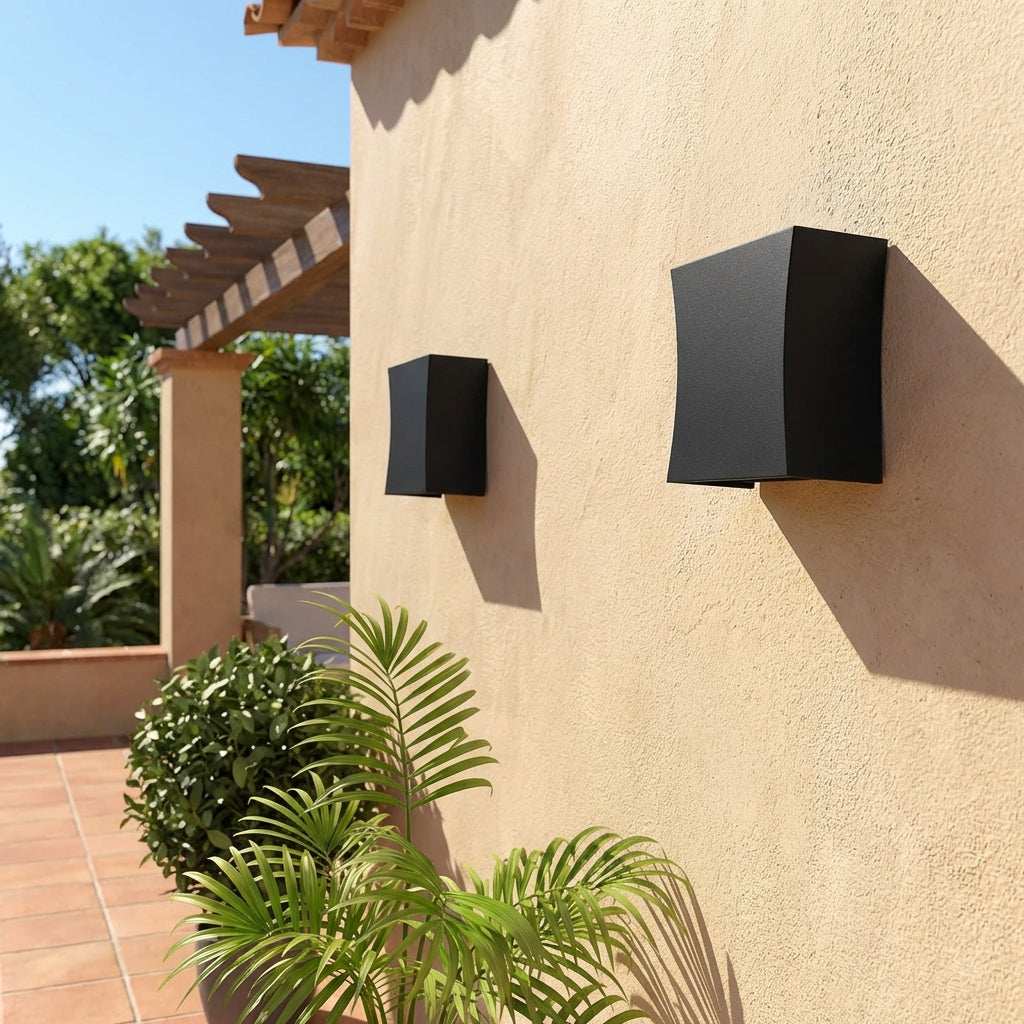 LED Outdoor Wall Light Warm White Square Modern for Facade and Entrance Area IP65 Black