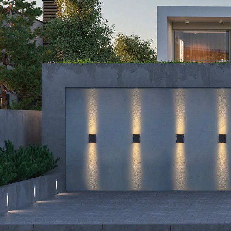 LED Outdoor Wall Light Warm White Square Modern for Facade and Entrance Area IP65 Black