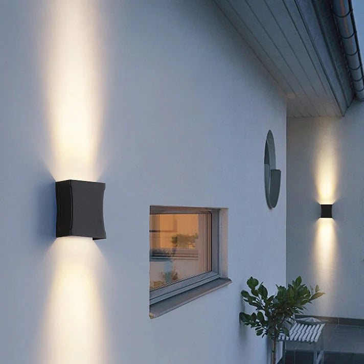 LED Outdoor Wall Light Warm White Square Modern for Facade and Entrance Area IP65 Black