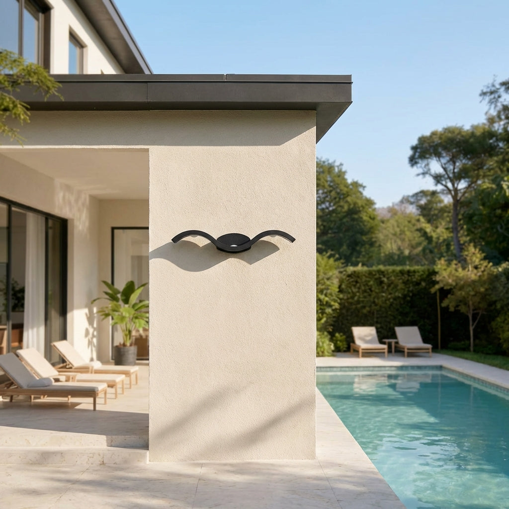 LED Außenwandleuchte Wellenförmig Modern Schwarz Bidirektionale Beleuchtung Warmweiß IP65 für Fassade Terrasse und Garten