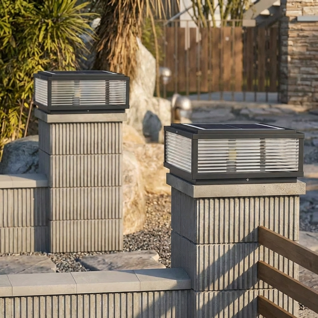 LED Säulenleuchte Außen Warmweiß IP65 aus Aluminium für Einfahrt und Garten Modern Quadratisch