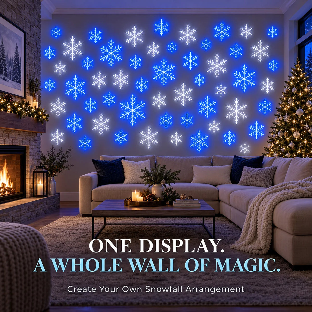 LED Schneeflocken Wanddeko Set für Winterliche Wanddekoration im Wohnzimmer 4