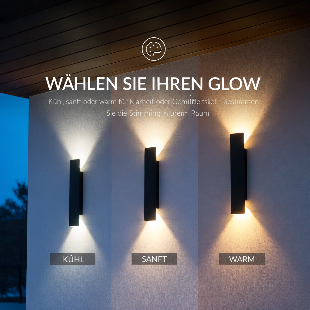 LED Wandleuchte Warmweiß Außen IP65 Up Down Licht aus Aluminium Modern für Fassade und Terrasse