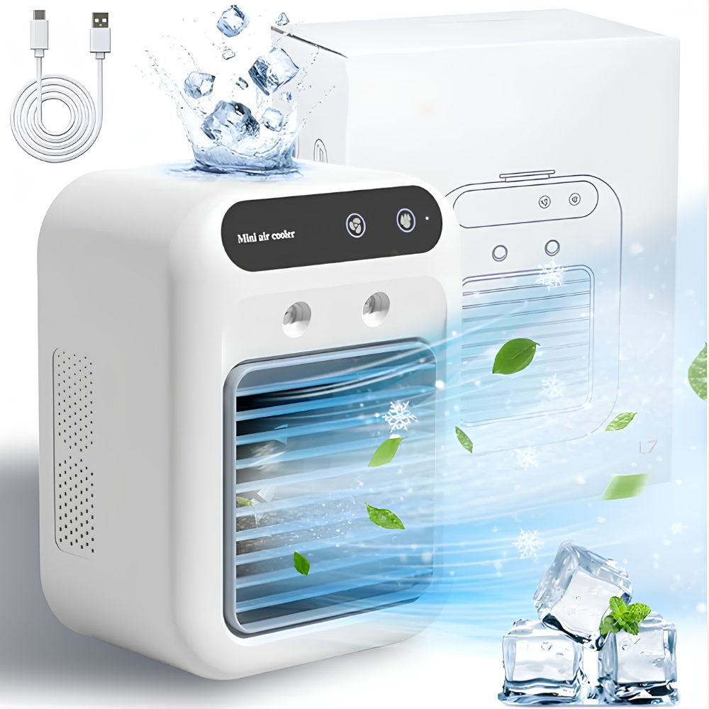 Mini Klimaanlage 25W – Kühlung & Befeuchtung – Kompakt 214×164×114mm – Ideal für Schlafzimmer & Büro