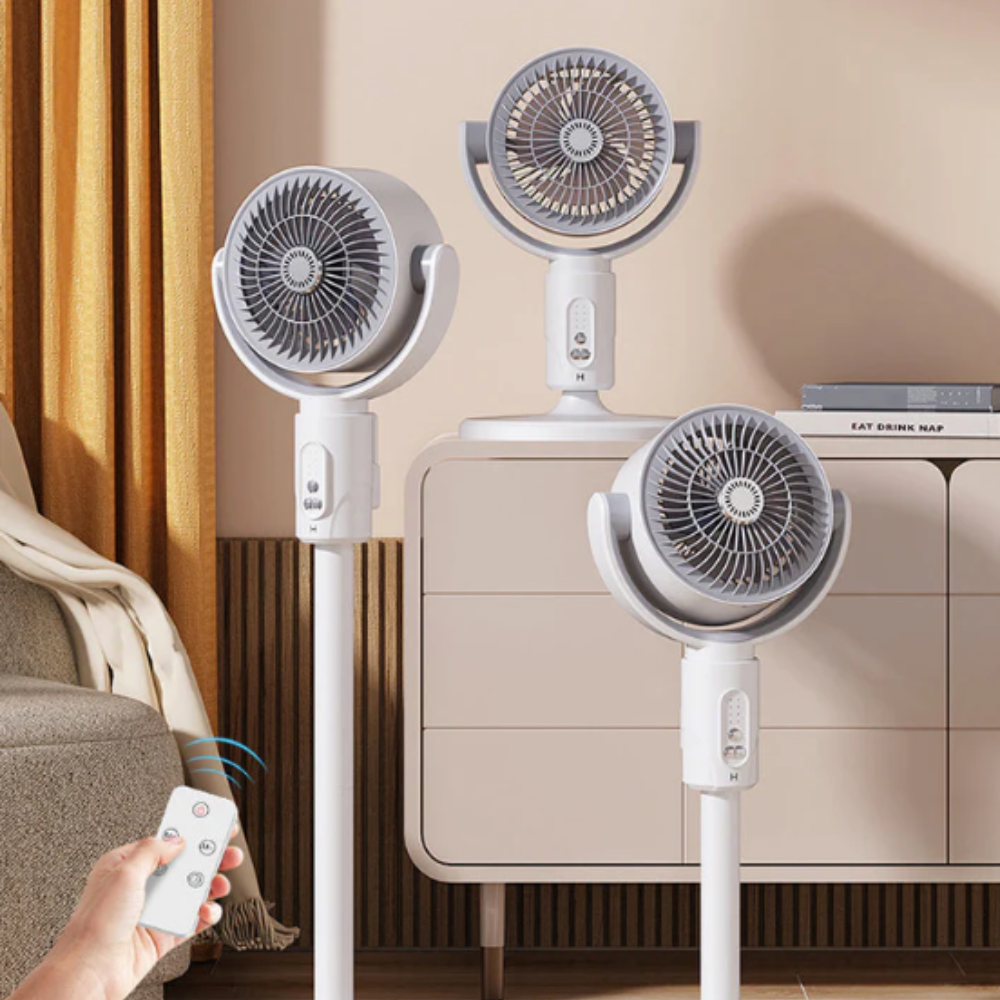 Leiser Standventilator 10W – Fernbedienung – 5 Stufen – Höhenverstellbar – Ideal für Büro