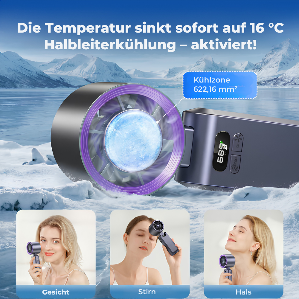 Kompakter Mobebo Pocket Cooling Fan – Leise 28dB – Ideal für Büro und Schlafzimmer