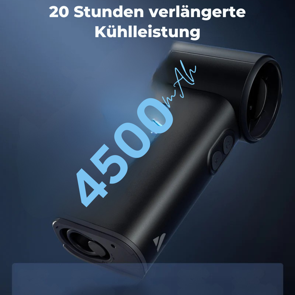 Portable Ventilator 4500mAh – 5 Geschwindigkeiten – Leise 51dB – Bis 25h Laufzeit – Kompakte Größe