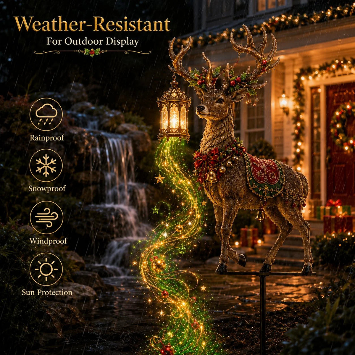 Leuchtender Rentier-Gartenstecker – Weihnachtsdeko Außen für Festliche Stimmung im Garten 4