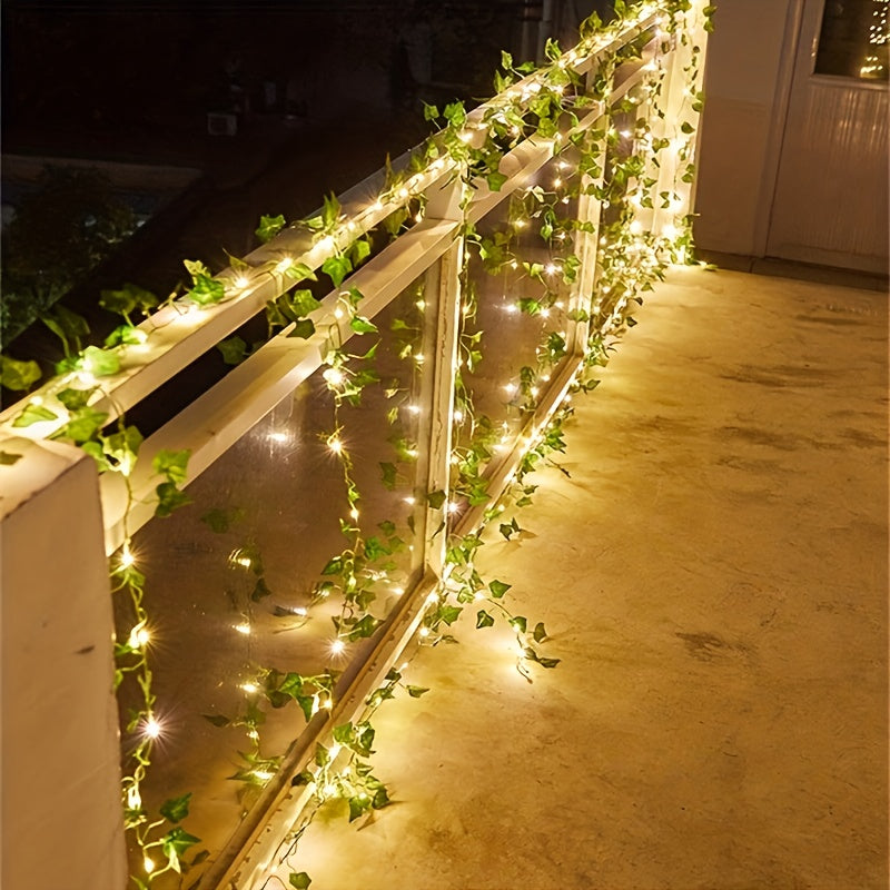 Lichterkette Outdoor | Efeublatt-Design, Solarbetrieben, 7 Meter Länge 2