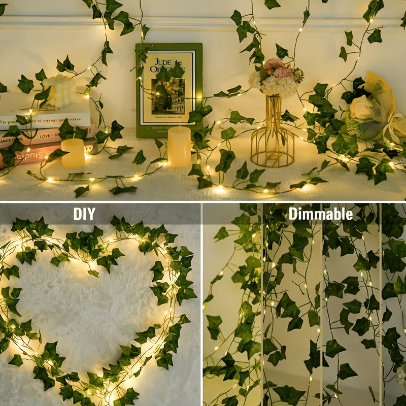 Lichterkette Outdoor | Efeublatt-Design, Solarbetrieben, 7 Meter Länge 8