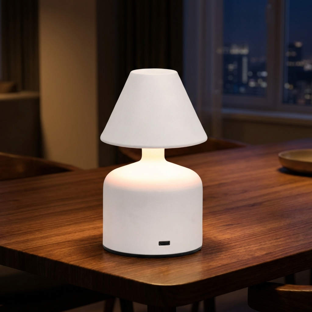 LumoKreis Tischlampe Modern dimmbar LED Holz für Wohnzimmer