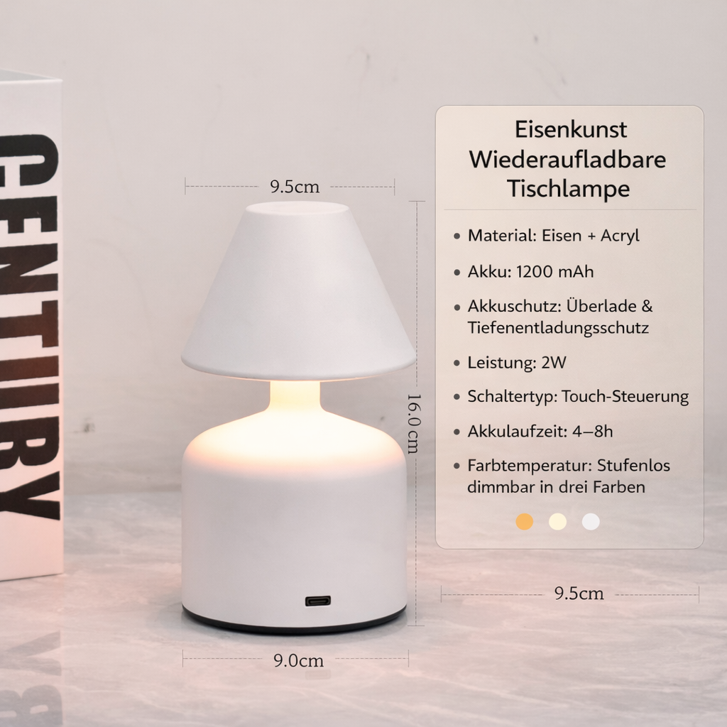 LumoKreis Tischlampe Modern dimmbar LED Holz für Wohnzimmer