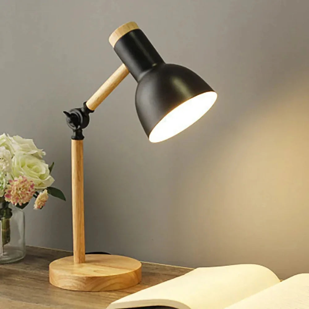 BrightOak Verstellbare Schreibtischlampe – Holz Modern Büro