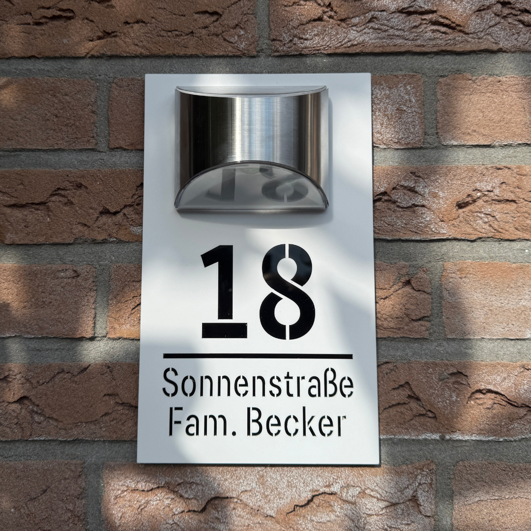 HausNumo LED-Hausnummer, Modern, Wetterfest, Schwarz, für Terrasse