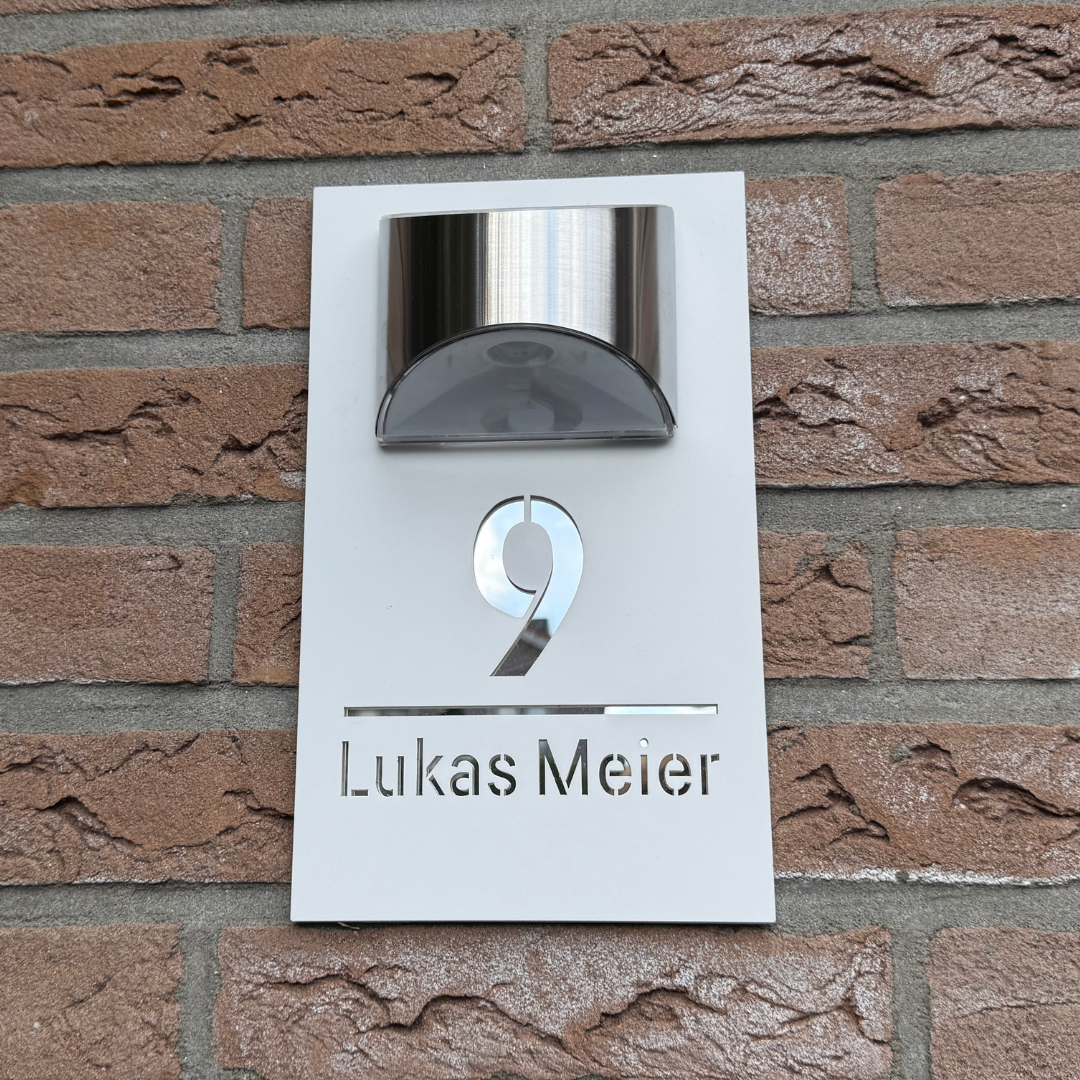 HausNumo LED-Hausnummer, Modern, Wetterfest, Schwarz, für Terrasse