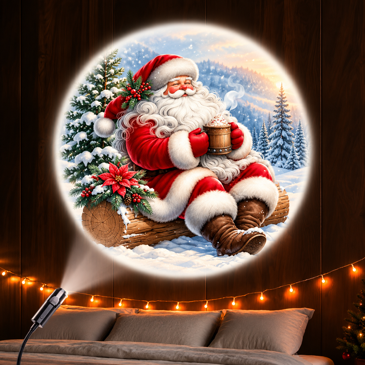 LED-Projektionslampe Weihnachten Kunststoff Bunt – 6 Motive, USB-Betrieb, Tischdeko