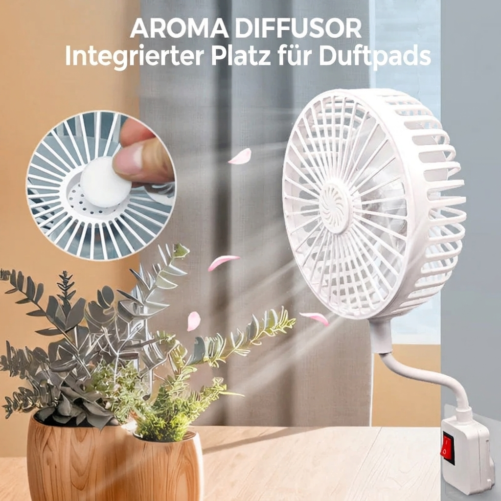 Mini Ventilator Plug-in 220V Leise 36dB Schlafzimmer Flexibler Hals