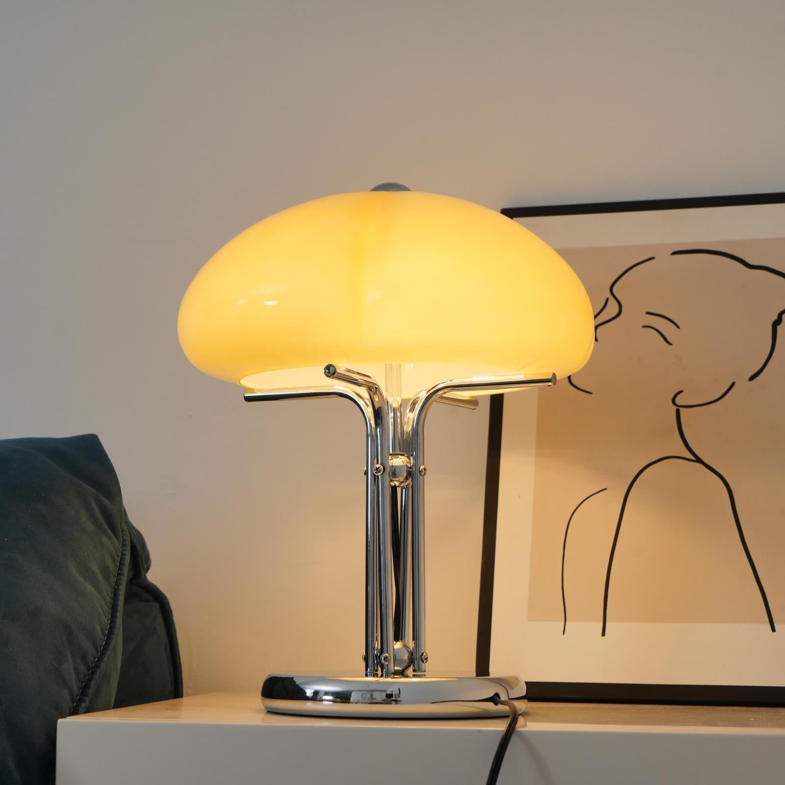 MushGlow Bauhaus Tischlampe – Modernes Pilzdesign Dimmbar Weiß Wohnzimmer