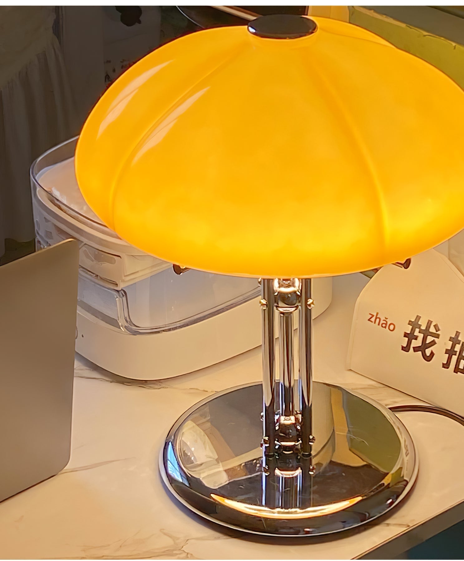 MushGlow Bauhaus Tischlampe – Modernes Pilzdesign Dimmbar Weiß Wohnzimmer