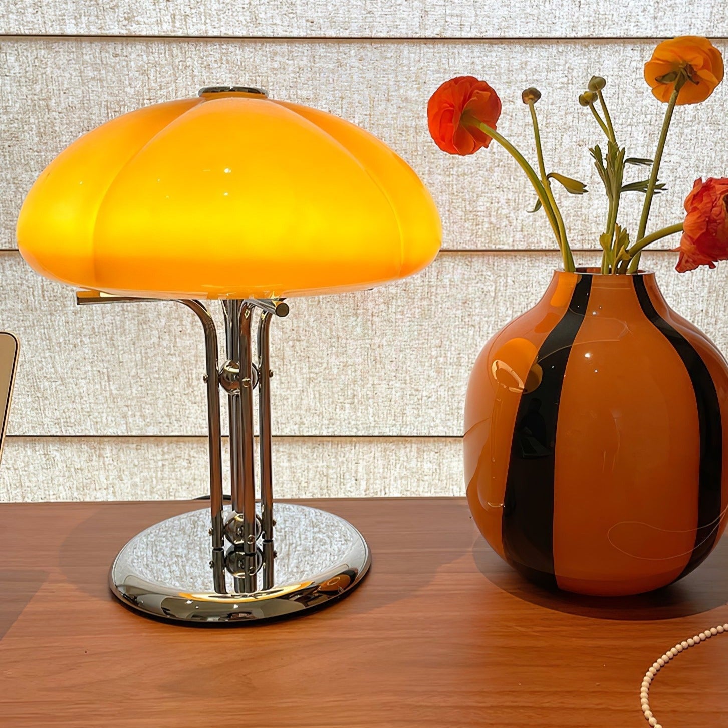 BauPilz Tischlampe – Retro-Stil, Pilzform, Weiß, für Wohnzimmer