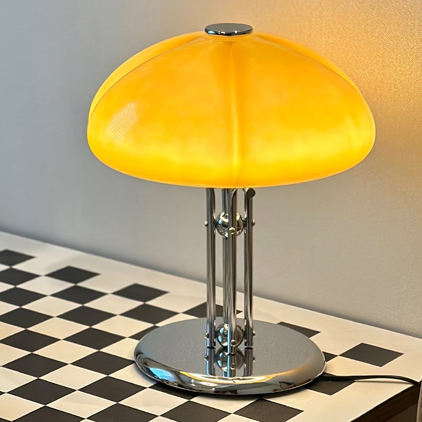 MushGlow Bauhaus Tischlampe – Modernes Pilzdesign Dimmbar Weiß Wohnzimmer