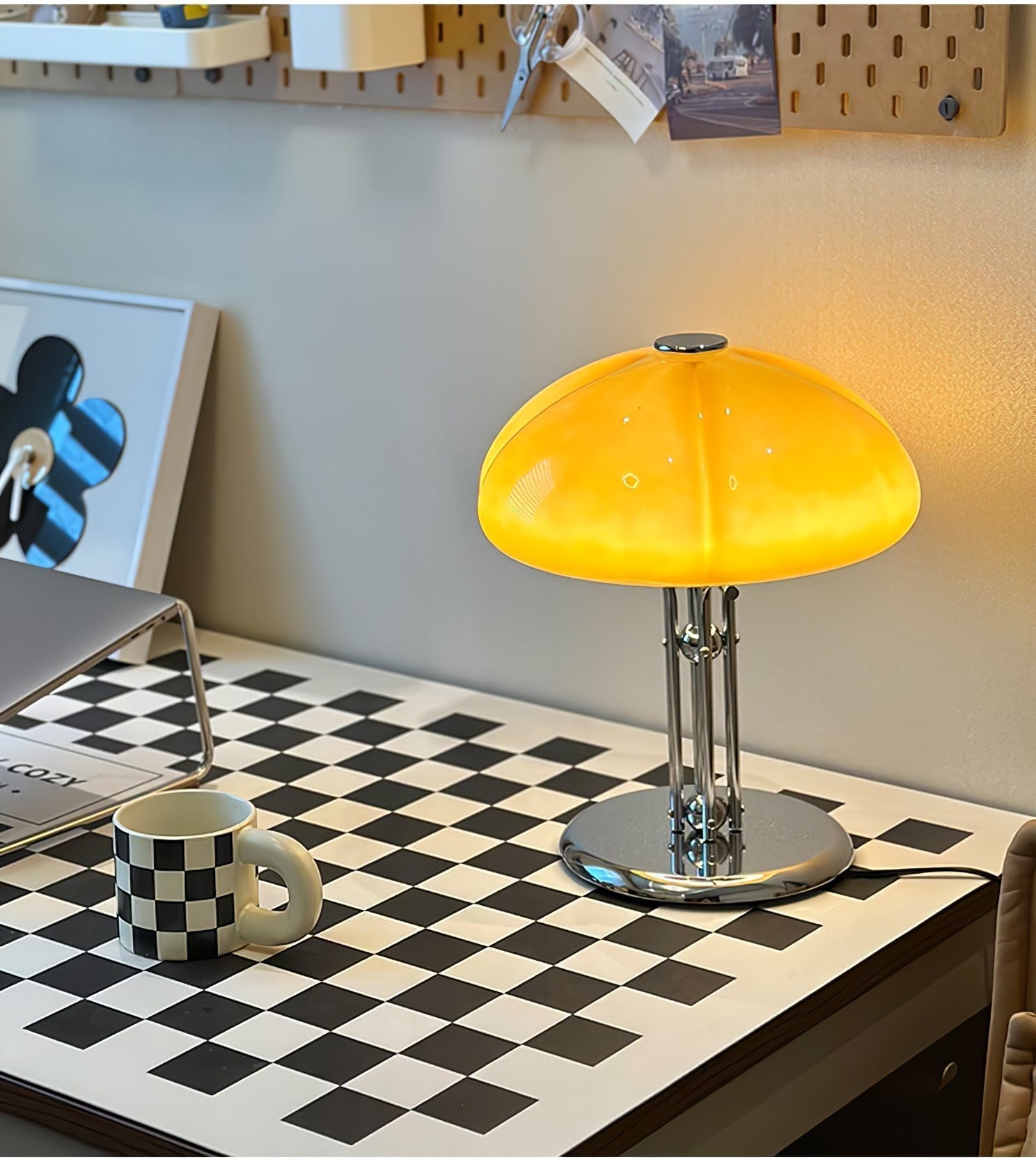 BauPilz Tischlampe – Retro-Stil, Pilzform, Weiß, für Wohnzimmer