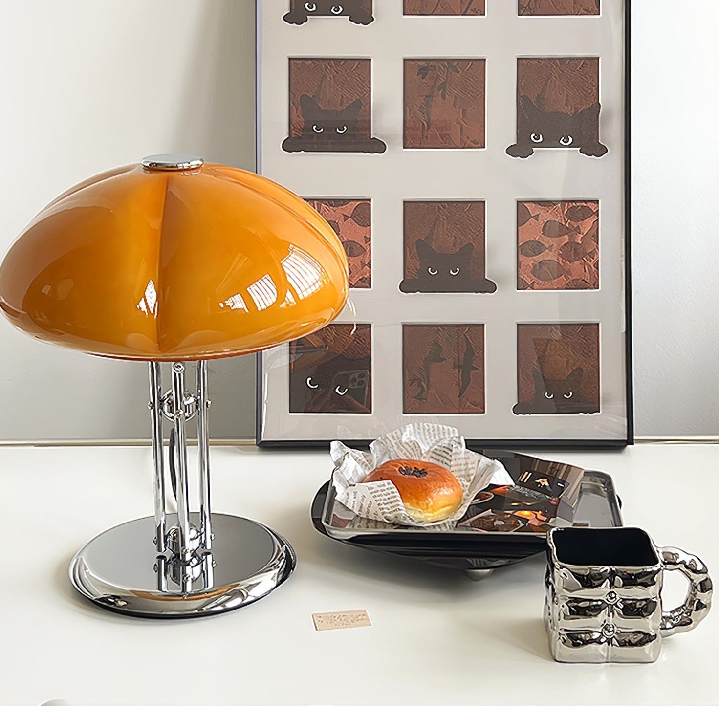 MushGlow Bauhaus Tischlampe – Modernes Pilzdesign Dimmbar Weiß Wohnzimmer