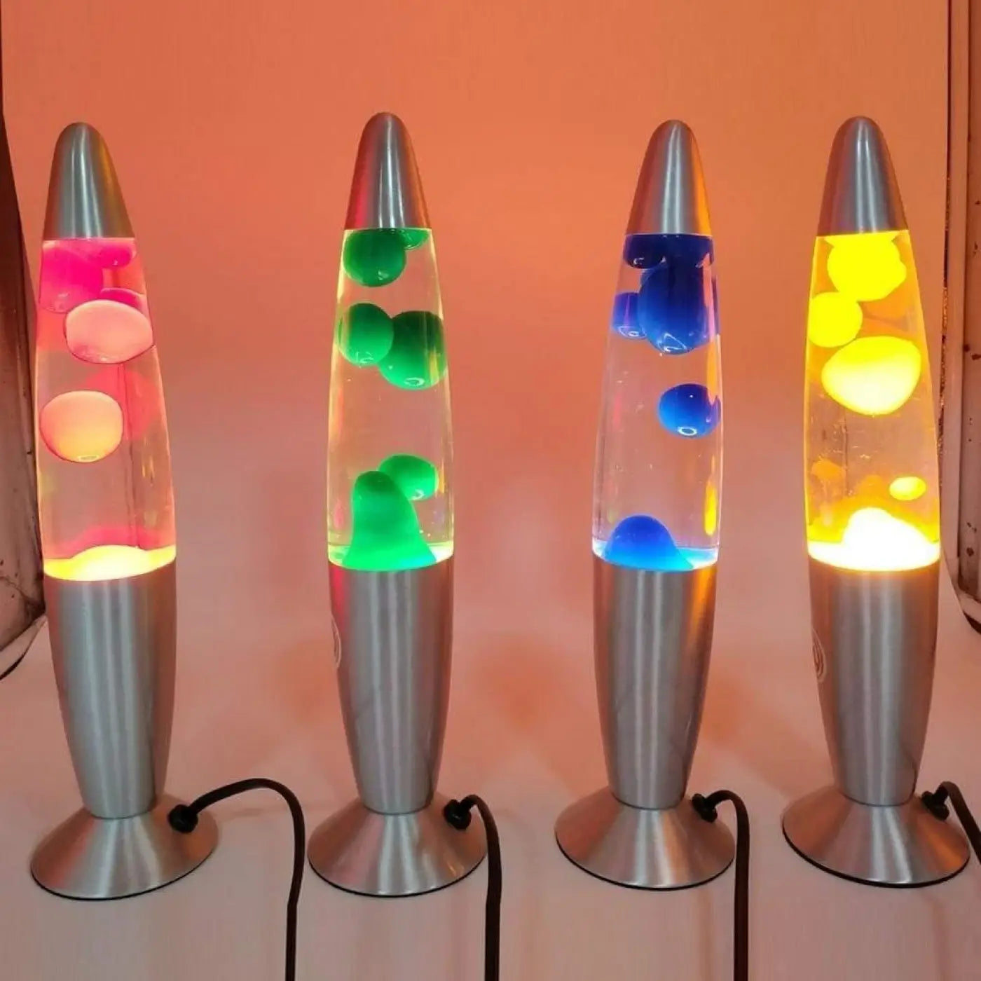 Nachttischlampe | Glas mit Farbigen Wachs, Metall- oder Glassockel 1