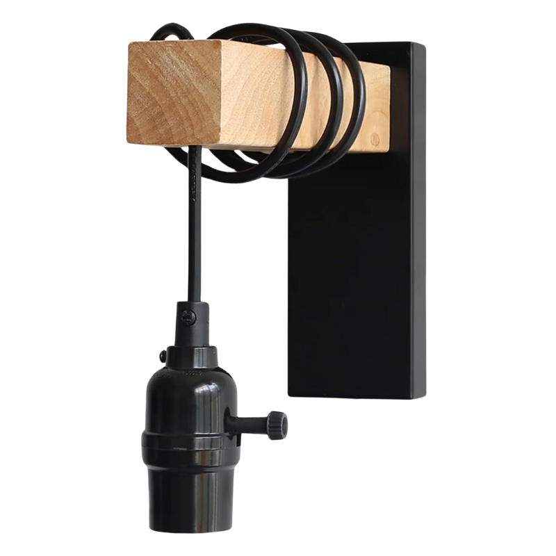 OakSteel LED-Wandleuchte aus Holz & Metall – Rustikales Design für Wohnzimmer