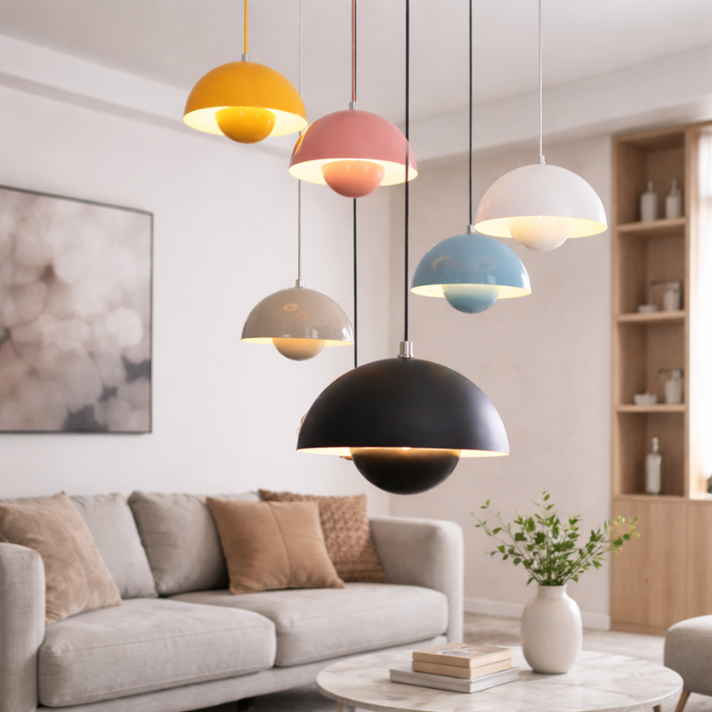 Halbkreisförmiger bunter Kronleuchter – Skandinavisches Design für Esszimmer & Wohnzimmer