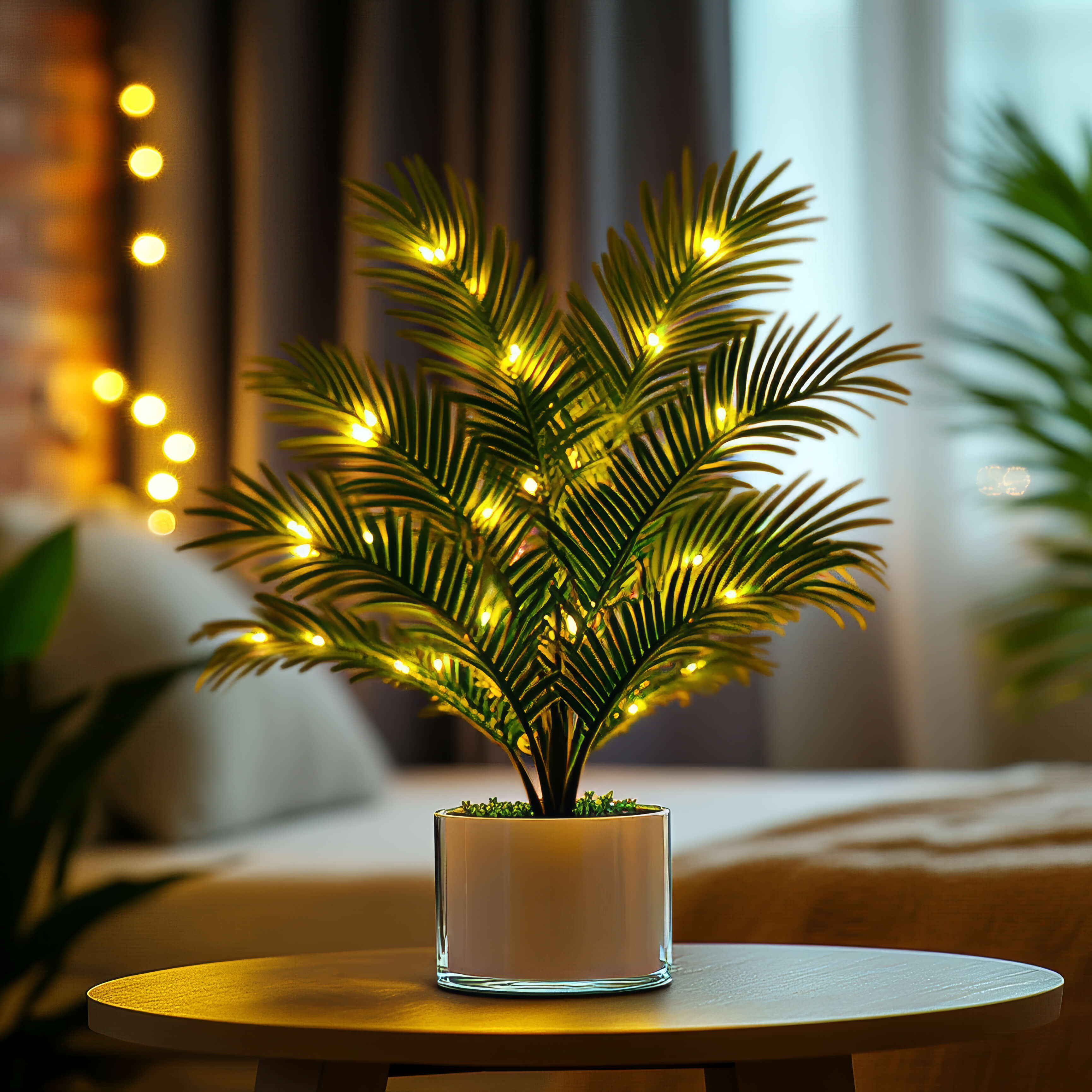 Palmenzauber LED-Lampe – Tropische Blätter, Grün für Innenräume