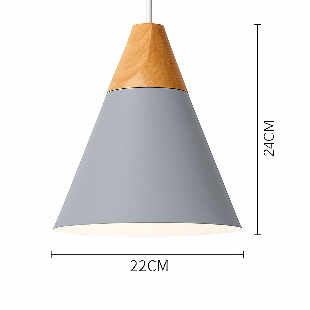 Pendelleuchte | Farbiges Metall, Helles Holz, Verschiedene Formen 10