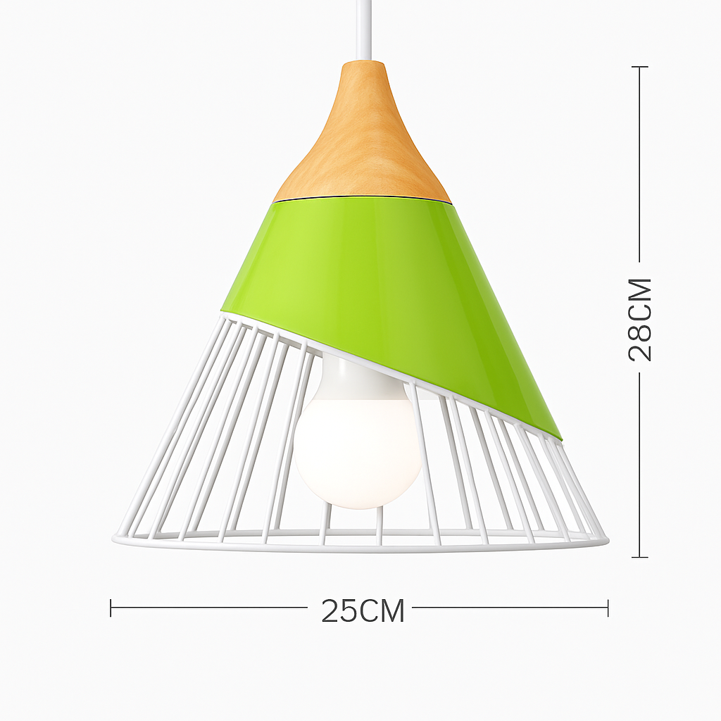 Pendelleuchte | Farbiges Metall, Helles Holz, Verschiedene Formen 4