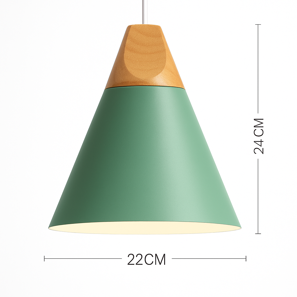 Pendelleuchte | Farbiges Metall, Helles Holz, Verschiedene Formen 5