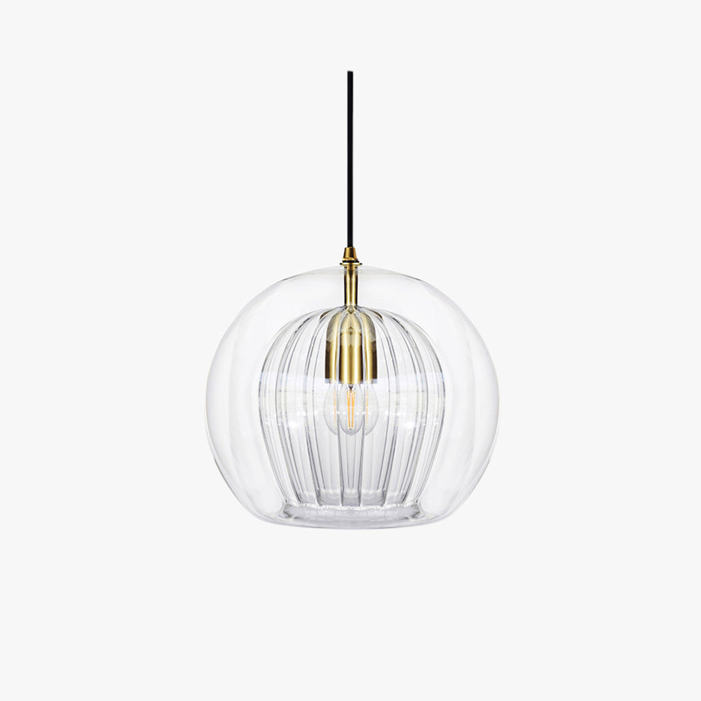 Pendelleuchte | Glaskugel, transparent und bernsteinfarben 1
