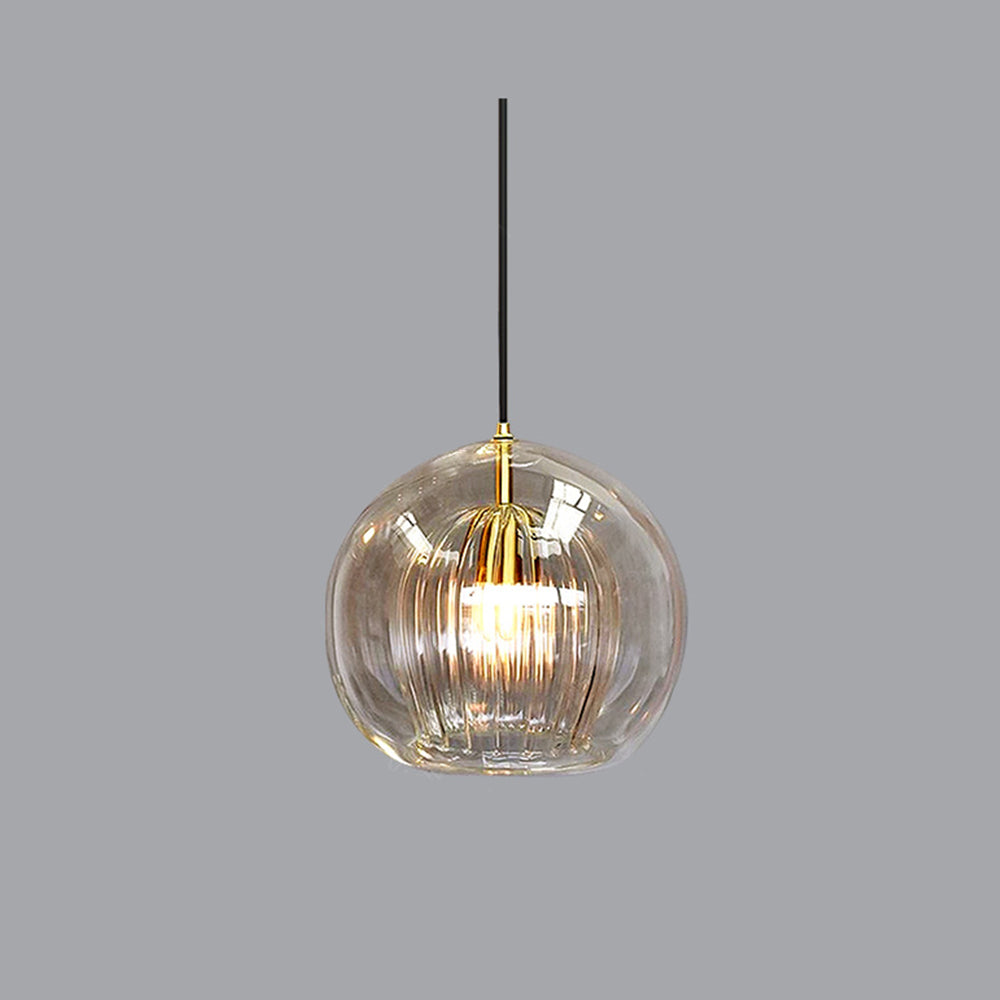 Pendelleuchte | Glaskugel, transparent und bernsteinfarben 5
