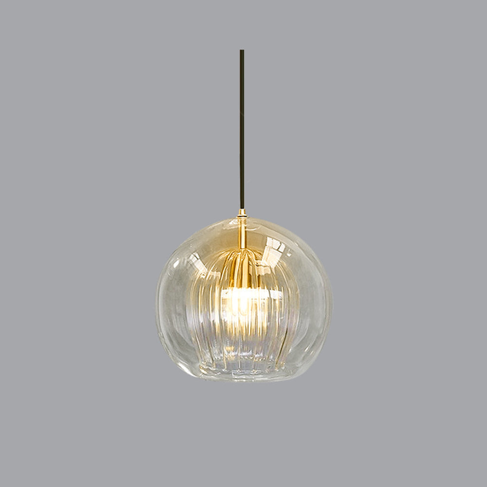 Pendelleuchte | Glaskugel, transparent und bernsteinfarben 6
