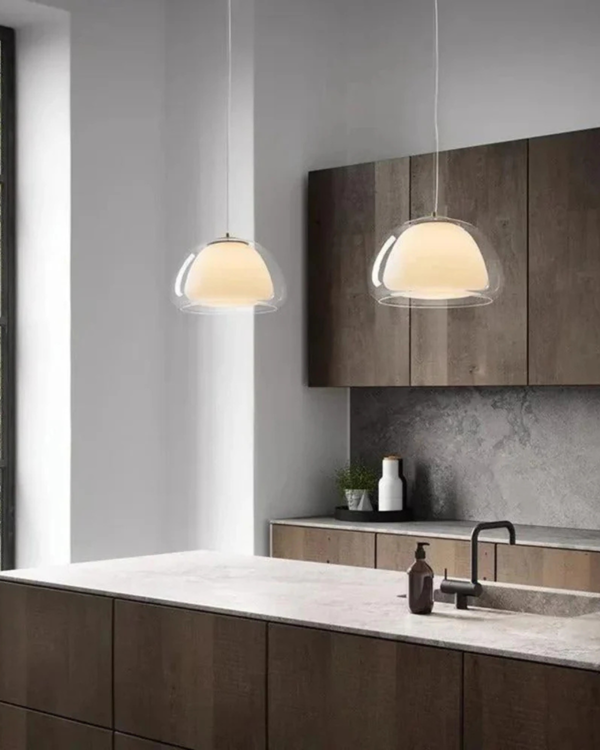 Pendelleuchte | Kuppelform, Mattiertes und Durchscheinendes Glas 9