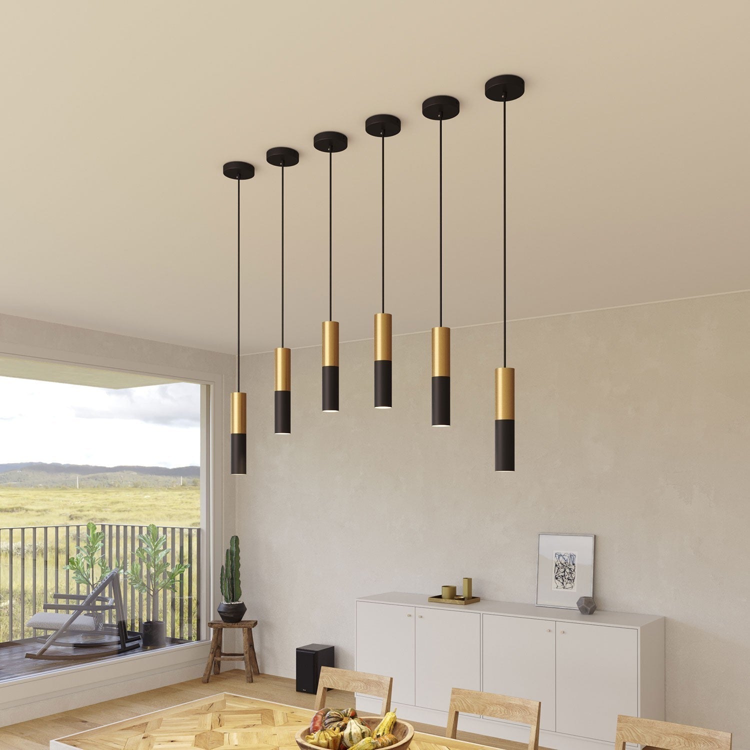 Pendelleuchte | Metallrohr, Gebürstetes Messing, Verstellbares Kabel 5