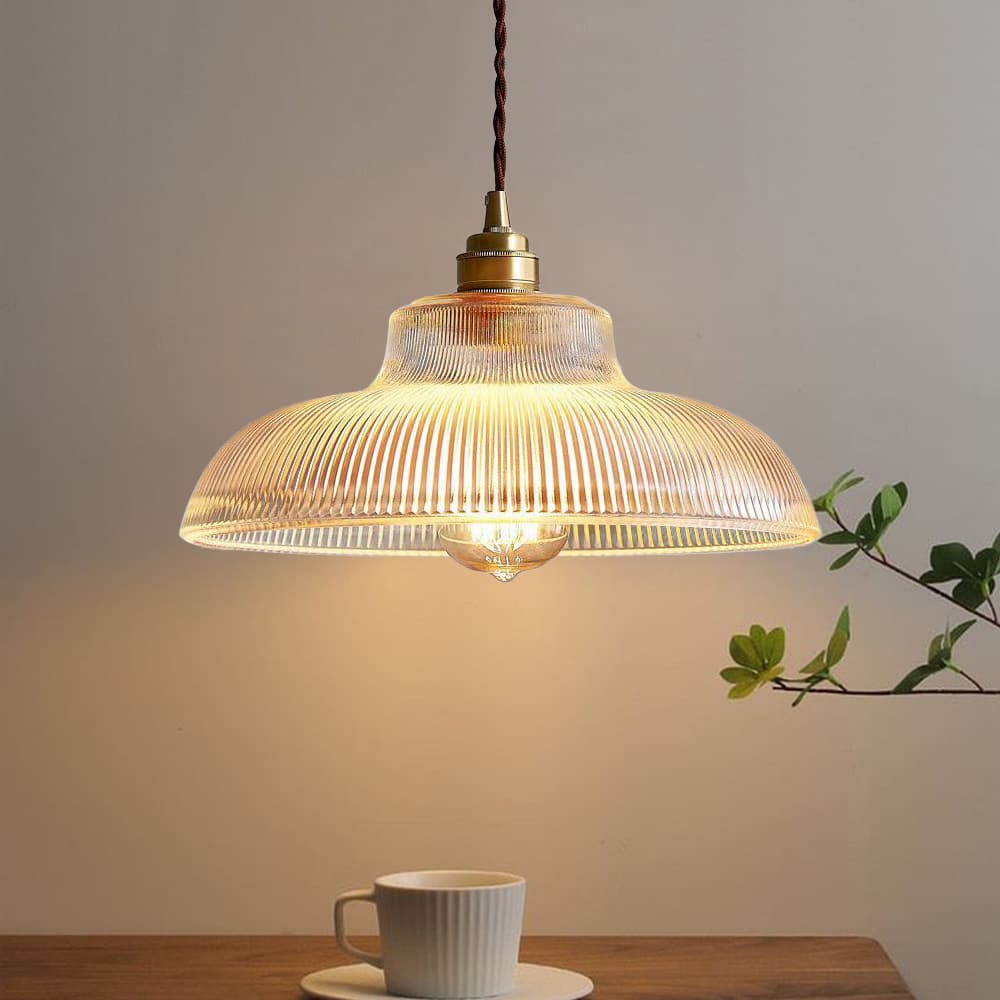 Pendelleuchte | Vintage-Design, prismatischer Glasschirm 0
