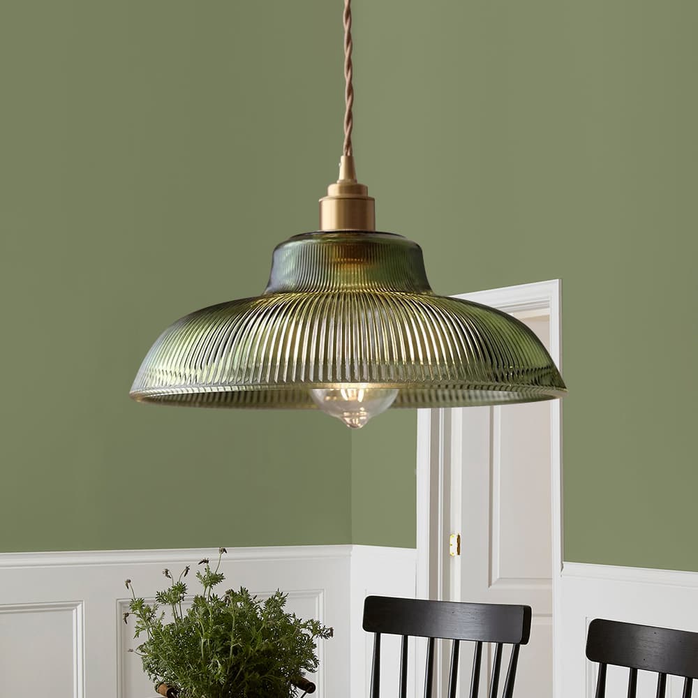 Pendelleuchte | Vintage-Design, prismatischer Glasschirm 1