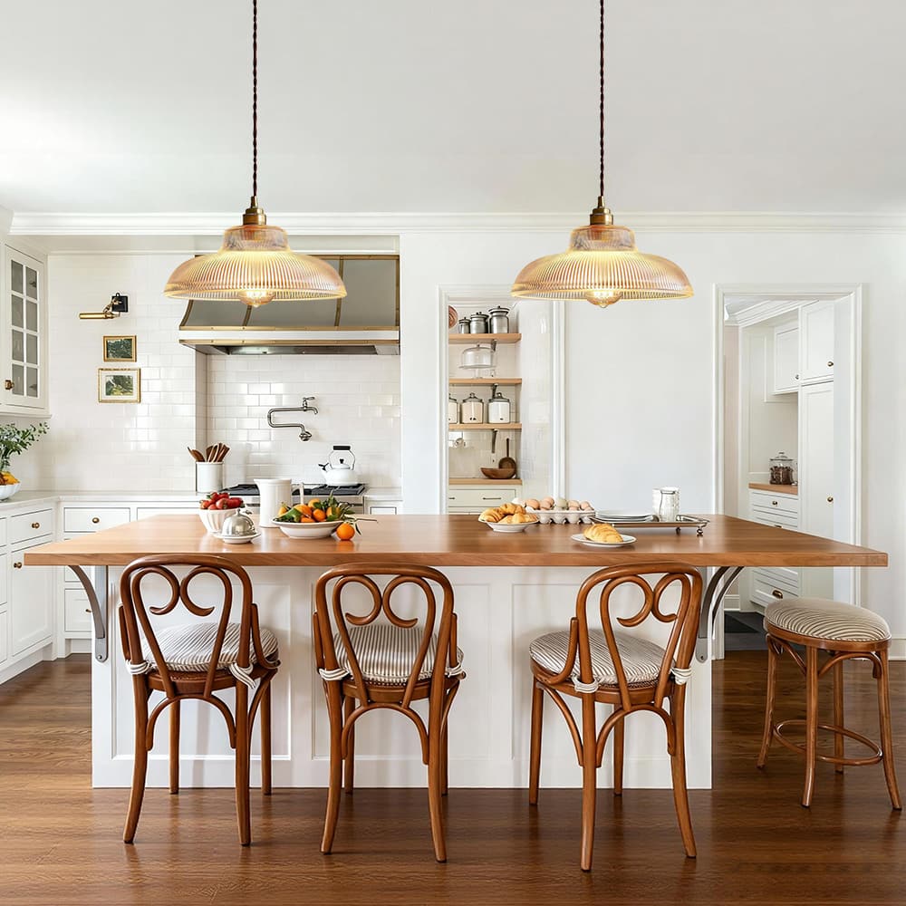 Pendelleuchte | Vintage-Design, prismatischer Glasschirm 2