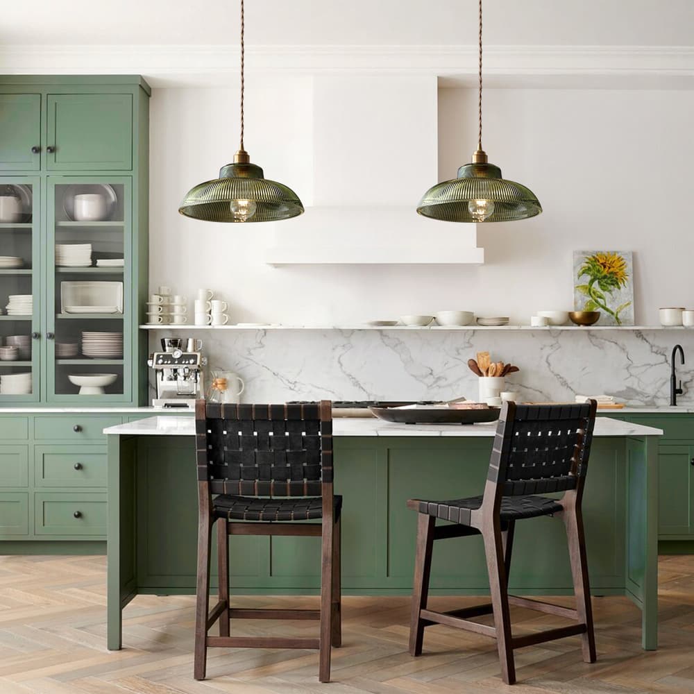 Pendelleuchte | Vintage-Design, prismatischer Glasschirm 3